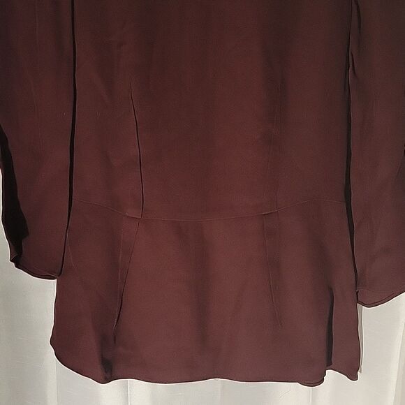 * * TIBI crew Neck wine/burgundy long sleeve Blouse - Picture 8 of 10